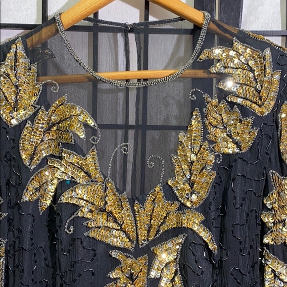 Parisian Room Silk Sequin & Beaded Dress Size 12 - Picture 2 of 8